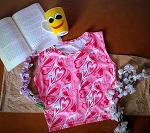 Pink Colour Summer Wearing Trending Korean Top