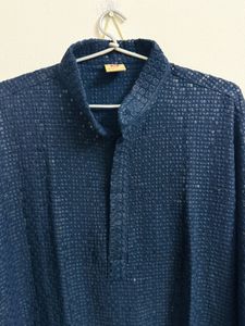 Stylish Navy Sequins Blue Kurta Set