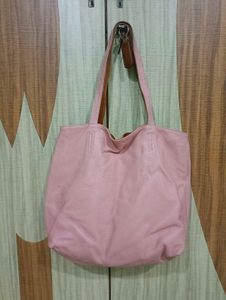 Imported Pink Leather Tote Bag