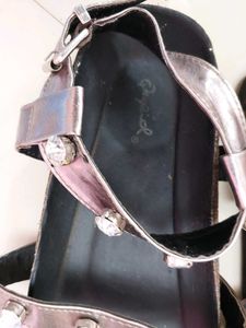 Qupid Gunmetal Embellished Flats