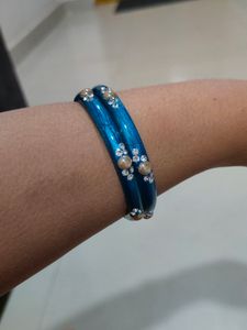 Sky Blue Glass Stone Bangles