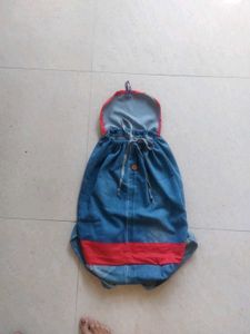 Denim Drawstring Backpack
