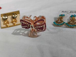 2 Gorgeous Earrings😍+1Fancy Hair Clip🩷+2necklace