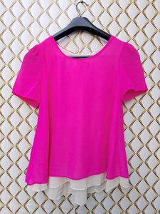 New With Tag Ruffled Pink Flair Korean Top