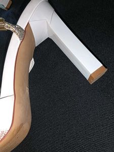 White Rhinestone Mule Heels...