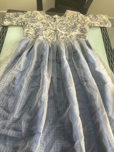 Blue Organza Ethnic Gown