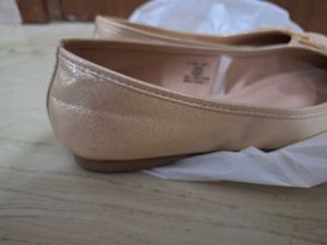 Gold Ballet Flats with Bow