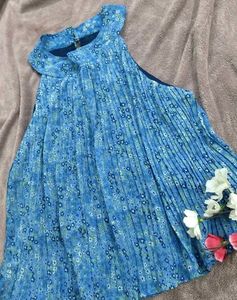 New-Blue Floral Halter Neck Top