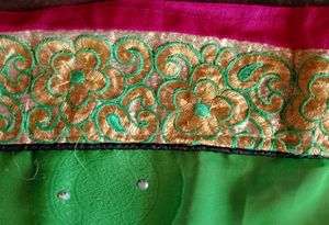 Gorgeous Parrot Green And Pink Combination Saree"