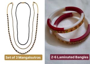 3 Beaded Mangalsutra Necklaces With 2-6 Bangles