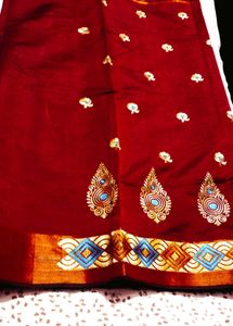 Elegant Maroon Embroidered Saree