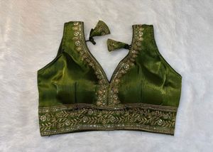 Olive Green Embroidered Blouse
