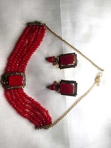 Red Beaded Jewellery Set