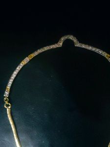 American Diamond (AD) White Color Hasli/Choker/Pendant with Chain for Girls