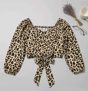 Leopard Print Crop Top with black tie up