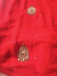 Red Embellished saree