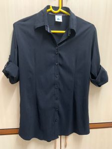 Black Solid Shirt For Women