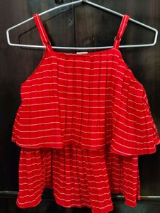 Cap Shape Top Sleeveless | Red | Girls Clothes