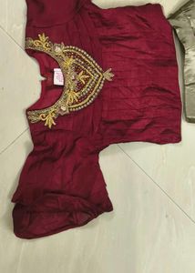 Girls Festive Maroon &amp; Gold Lehenga Set