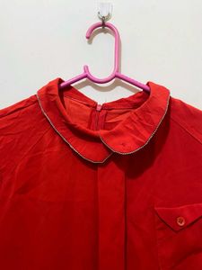 Red Peter Pan Collar Blouse 38-39
