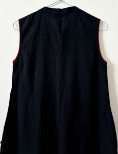 Embroidered Sleeveless Black Kurti