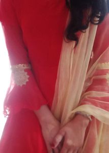 Red Golden Gown Duptta Heavy Xl Net Women