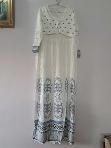 White Long Kurti With Duppatta