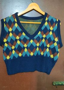 Argyle Knit Sweater Vest