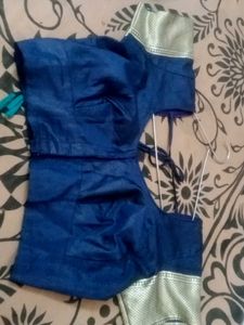 Blue and Gold Saree With Blouse