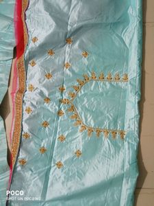 Sky Blue Pink Semi Stitched Lehenga Choli