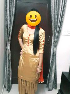 Golden Satin Salwar Suit