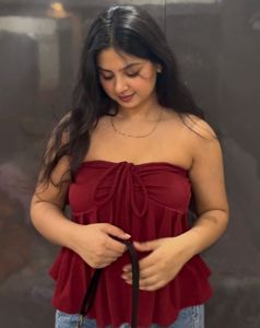 Red Ruffle Tube Top
