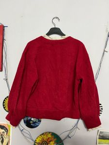 Red Lace Trim Cardigan❤️