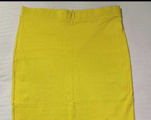 Vibrant Yellow Bodycon Midi Pencil Skirt