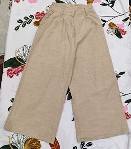 Tokyo talkies Beige Wide Leg Cotton Trouser