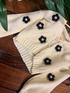Floral Applique Daisy Cardigan