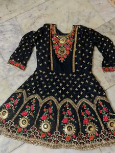 Royal Blue Heavy ✨Embroidery Mirror Work Kurti🤩