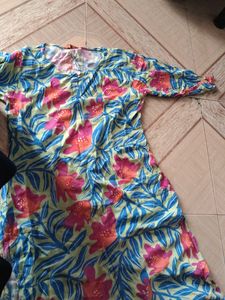 Floral Print Green Kurta