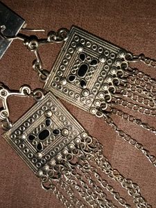 Silver Bohemian Dangle Earrings(Oxidised)