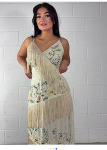 River H Hello Floral Embroidered Fringe Dress