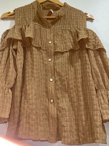 Cold Cut Button Down Shirt With Paplon