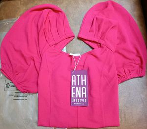 Chic Pink Power Shoulder Top