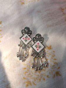 Ethnic Silver Dangle Earrings