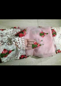 Elegant Pink Net Saree