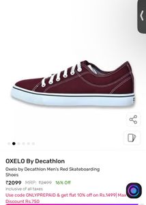 Decathlon  Maroon Skateboarding Sneakers