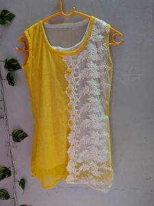 yellow beautiful net top for girl