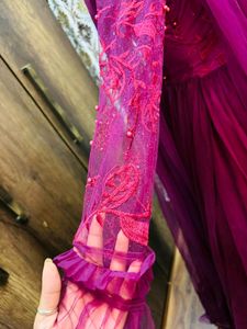Wine Color Gown Indowestern