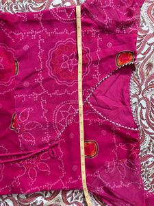 Pink Printed Anarkali Kurta Set | XXL