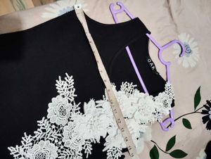 OAK Black Tank Top with Floral Lace