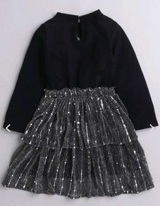 Black - Tiered Sparkle Embellishment Party Dress
